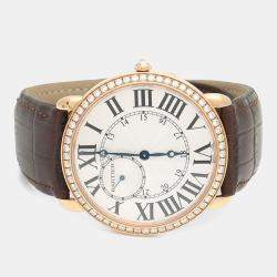 Pre Owned Cartier Ronde Louis Diamond Manual Winding Rose Gold Men's Wristwatch 42 mm