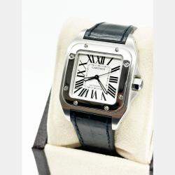 Pre Owned Cartier Santos 100 2878 Automatic Stainless Steel Men's Wristwatch 33 mm