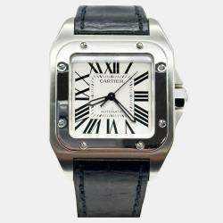 Pre Owned Cartier Santos 100 2878 Automatic Stainless Steel Men's Wristwatch 33 mm