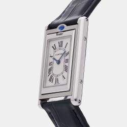 Pre Owned Pre-Owned Cartier Tank Basculante W1011258  Silver Quartz Stainless Steel Men's Wristwatch 24 mm