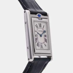 Pre Owned Pre-Owned Cartier Tank Basculante W1011258  Silver Quartz Stainless Steel Men's Wristwatch 24 mm