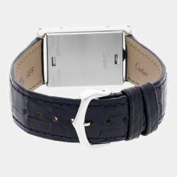 Pre Owned Pre-Owned Cartier Tank Basculante W1011258  Silver Quartz Stainless Steel Men's Wristwatch 24 mm