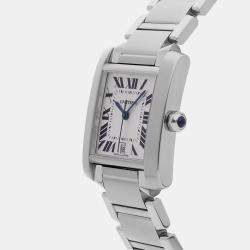 Pre Owned Pre-Owned Cartier Tank Francaise W51002Q3 Silver Stainless Steel Men's wristwatch 28 mm