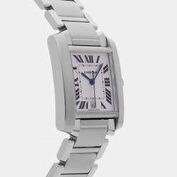 Pre Owned Pre-Owned Cartier Tank Francaise W51002Q3 Silver Stainless Steel Men's wristwatch 28 mm