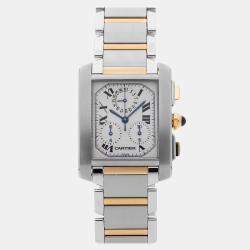 Pre Owned Pre-Owned Cartier Tank Francaise XL Chronoflex W51004Q4  Quartz Men's Watch 28 mm x 37 mm