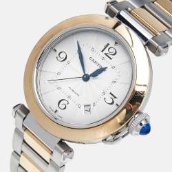 Pre Owned Cartier Pasha De Cartier CRW2PA0009 Silver Dial 18K Yellow Gold Stainless Steel Men's Wristwatch 41 mm