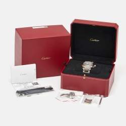 Pre Owned Cartier Pasha De Cartier CRW2PA0009 Silver Dial 18K Yellow Gold Stainless Steel Men's Wristwatch 41 mm