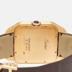 Pre Owned Cartier Santos Dumont W2006951 Manual Winding Silver Dial 18K Rose Gold Alligator Leather Men's Wristwatch 35 mm