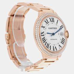 Pre Owned Cartier Ballon Bleu WE9008Z3 Automatic White 18k rose gold Men's Wristwatch 42 mm