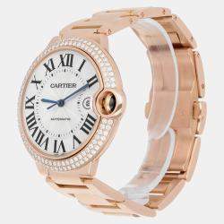 Pre Owned Cartier Ballon Bleu WE9008Z3 Automatic White 18k rose gold Men's Wristwatch 42 mm