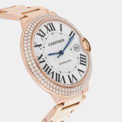 Pre Owned Cartier Ballon Bleu WE9008Z3 Automatic White 18k rose gold Men's Wristwatch 42 mm