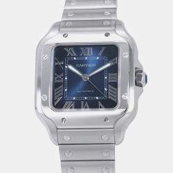 Pre Owned Cartier Santos WSSA0063 Automatic Blue Stainless Steel Men’s Wristwatch 35.1 mm