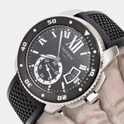 Pre Owned Cartier Calibre de Cartier W7100056 Automatic Black Stainless Steel Men's Wristwatch 42 mm