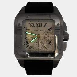 Pre Owned Cartier Santos 100 XL W20090X8 Automatic White Stainless Steel Men's Wristwatch 41 mm