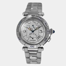 Pre Owned Cartier Pasha GMT 2388 Automatic Silver stainless steel Men's Wristwatch 38 mm