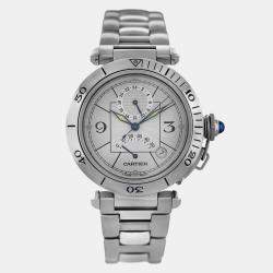 Pre Owned Cartier Pasha GMT 2388 Automatic Silver stainless steel Men's Wristwatch 38 mm