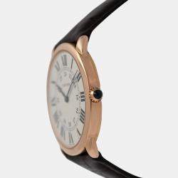 Pre Owned Cartier Ronde Louis W6800251 Manual Winding Cream 18k Rose Gold Men's Wristwatch 36 mm
