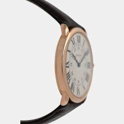 Pre Owned Cartier Ronde Louis W6800251 Manual Winding Cream 18k Rose Gold Men's Wristwatch 36 mm