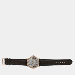 Pre Owned Cartier Ronde Louis W6800251 Manual Winding Cream 18k Rose Gold Men's Wristwatch 36 mm