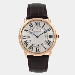 Pre Owned Cartier Ronde Louis W6800251 Manual Winding Cream 18k rose gold Men's Wristwatch 36 mm