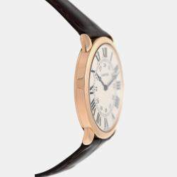 Pre Owned Cartier Ronde Louis W6800251 Manual Winding Cream 18k rose gold Men's Wristwatch 36 mm
