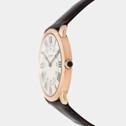 Pre Owned Cartier Ronde Louis W6800251 Manual Winding Cream 18k rose gold Men's Wristwatch 36 mm