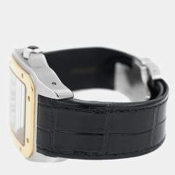 Pre Owned Cartier Santos 100 W20072X7 Automatic White 18k Gold bezel Stainless Steel Men's Wristwatch 38 mm