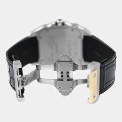 Pre Owned Cartier Santos 100 W20072X7 Automatic White 18k Gold bezel Stainless Steel Men's Wristwatch 38 mm