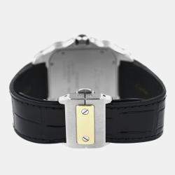 Pre Owned Cartier Santos 100 W20072X7 Automatic White 18k Gold bezel Stainless Steel Men's Wristwatch 38 mm