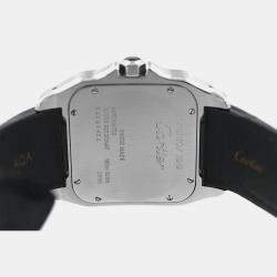 Pre Owned Cartier Santos 100 W20072X7 Automatic White 18k Gold bezel Stainless Steel Men's Wristwatch 38 mm