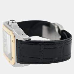 Pre Owned Cartier Santos 100 W20072X7 Automatic White 18k gold bezel steel Men's Wristwatch 38 mm