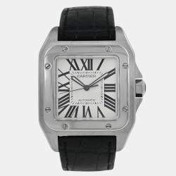 Pre Owned Cartier Santos W20073X8 Automatic White stainless steel Men's Wristwatch 38 mm