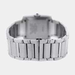 Pre Owned Cartier Tank Francaise WSTA0067 Automatic White Stainless Steel Men's Wristwatch 45 mm