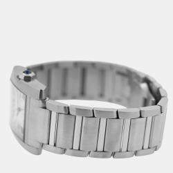 Pre Owned Cartier Tank Francaise WSTA0067 Automatic White Stainless Steel Men's Wristwatch 45 mm