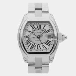 Pre Owned Pre-Owned Cartier Roadster GMT XL W62032X6 Silver Automatic Stainless Steel Men's Wristwatch 42 mm