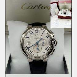 Pre Owned Cartier Ballon Bleu W6920005 Automatic Silver 18k White Gold Men's Wristwatch 42 mm
