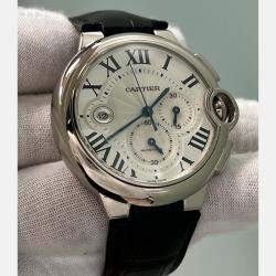 Pre Owned Cartier Ballon Bleu W6920005 Automatic Silver 18k White Gold Men's Wristwatch 42 mm
