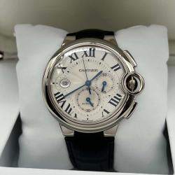 Pre Owned Cartier Ballon Bleu W6920005 Automatic Silver 18k White Gold Men's Wristwatch 42 mm