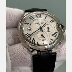 Pre Owned Cartier Ballon Bleu W6920005 Automatic Silver 18k White Gold Men's Wristwatch 42 mm