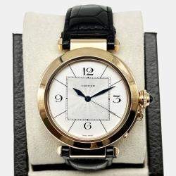 Pre Owned Cartier Pasha 2770 Automatic Silver 18k Rose Gold Men's Wristwatch 42 mm