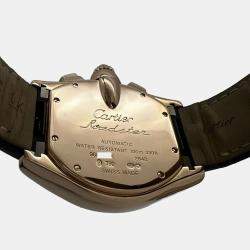 Pre Owned Cartier Roadster Chronograph XL 2848 Automatic Black 18k Rose Gold Men's Wristwatch 45 mm