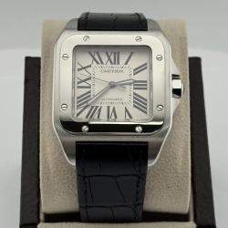 Pre Owned Cartier Santos 100 XL 2656 Automatic White Stainless Steel Men's Wristwatch 38 mm