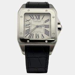 Pre Owned Cartier Santos 100 XL 2656 Automatic White Stainless Steel Men's Wristwatch 38 mm