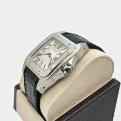 Pre Owned Cartier Santos 100 XL 2656 Automatic White Stainless Steel Men's Wristwatch 38 mm