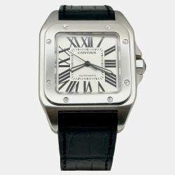 Pre Owned Cartier Santos 100 XL 2656 Automatic White Stainless Steel Men's Wristwatch 38 mm
