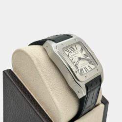 Pre Owned Cartier Santos 100 XL 2656 Automatic White Stainless Steel Men's Wristwatch 38 mm