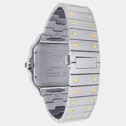 Pre Owned Cartier Santos de Cartier W2SA0009 Automatic Silver Dial Stainless Steel 18k Yellow Gold Men's Wristwatch 39.8mm