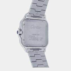 Pre Owned Cartier Santos de Cartier W2SA0009 Automatic Silver Dial Stainless Steel 18k Yellow Gold Men's Wristwatch 39.8mm
