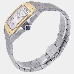 Pre Owned Cartier Santos de Cartier W2SA0009 Automatic Silver Dial Stainless Steel 18k Yellow Gold Men's Wristwatch 39.8mm