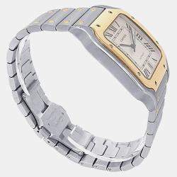 Pre Owned Cartier Santos de Cartier W2SA0009 Automatic Silver Dial Stainless Steel 18k Yellow Gold Men's Wristwatch 39.8mm